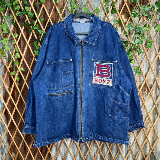 Vintage Y2K bad boyz records hip-hop embroider denim jacket