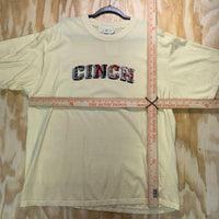 Vintage y2k cinch floral spellout 1990s/2000s creme t-shirt