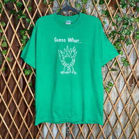 Vintage Y2K guess what chicken butt drawing humor 00s tshirt
