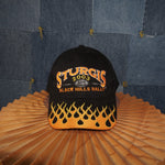 OSFA- Vintage / Y2K 00's Flame Embroidered Black Sturgis Hat