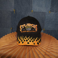 OSFA- Vintage / Y2K 00's Flame Embroidered Black Sturgis Hat