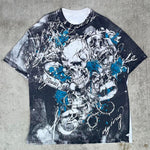Vintage y2k all over print grunge skull aop t-shirt