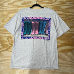 Vintage y2k abstract art paint cowboy boots 1990s t-shirt