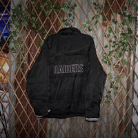 Large-Vintage Y2K Oakland Raiders zip NLFL 90s puffer jacket