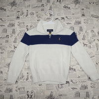 Small - Vintage Y2K Polo ralph lauren zip up stripe sweater
