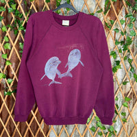 Vintage y2k maroon 1980s dolphins wildlife oceanic crewneck