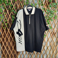 Vintage Y2K D4M embroider 2000s hiphop polo quarter zip tee