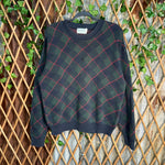 Vintage Y2K Ashley made in USA 1990s knitted plaid sweater