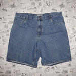 42 - Vintage y2k route 66 denim 00s summer jean shorts jorts