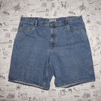 42 - Vintage y2k route 66 denim 00s summer jean shorts jorts