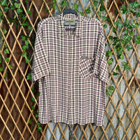 Vintage Y2K rip curl surf 1990s plaid polo button up t-shirt