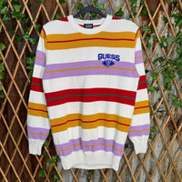 Vintage guess jeans striped pullover embroider 1990s sweater