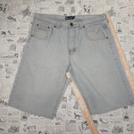 36x32 - Vintage Y2K royal blue super washed out faded jorts