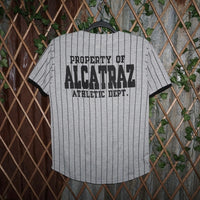Medium - Vintage Y2K Alcatraz pinstripe 90s baseball jersey