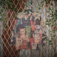 XL - Vintage Y2K cats AOP 00s long sleeve knitted sweater