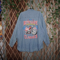 XL-Vintage Y2K renegade classics button up denim biker shirt