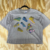 Vintage y2k sneakers all over print 1990s crop top t-shirt