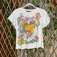 Vintage Y2K heart flower 2000s femme ed hardy style t-shirt