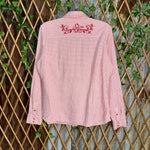 Vintage Y2K ADIKTD plaid flannel 00s embroider flower TShirt