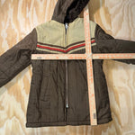 Vintage Y2K quilted puffer stripe fur lined hood rain jacket